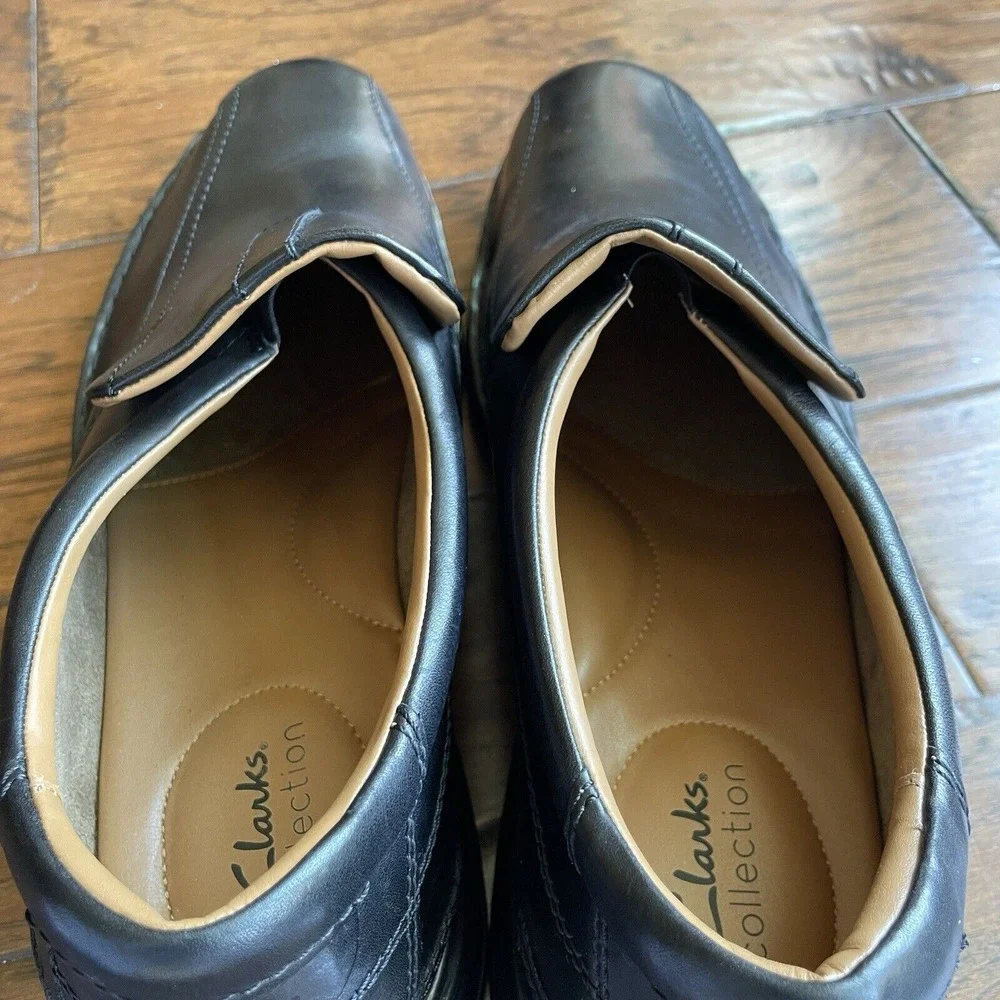 Clarks Mens Escalade‎ Step Slip-On Comfort Loafer Black Leather Size 15 M NEW